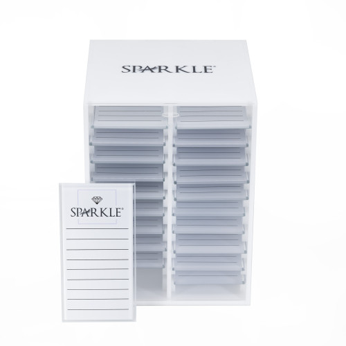 Lashbox + 20 szklanych holderów - Sparkle - kolor biały