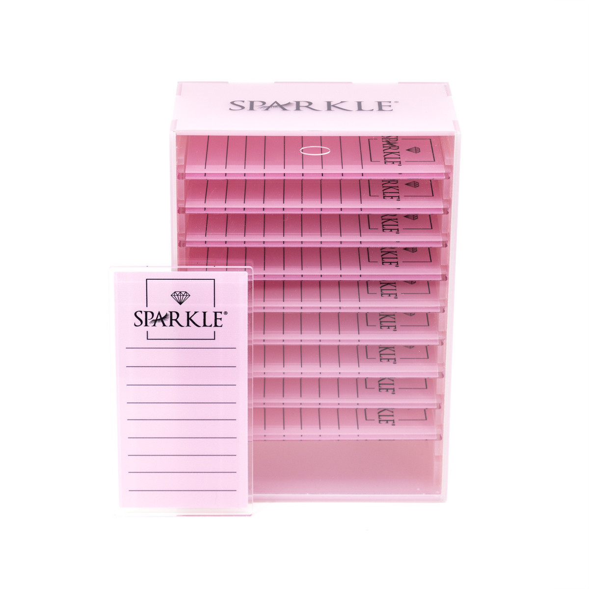 Różowy Lashbox Sparkle + 10 holderów
