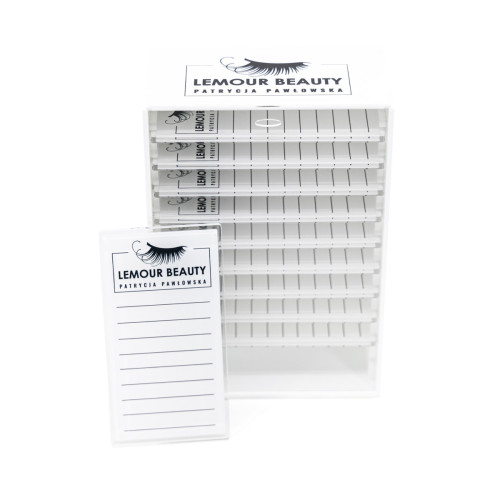 Lashbox z Twoim Logo + 10 szklanych holderów - kolor biały