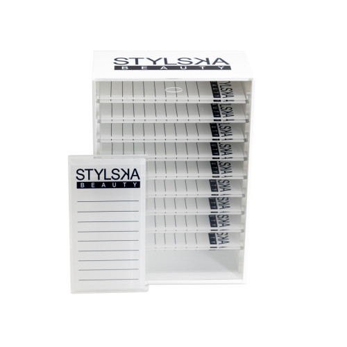 Lashbox z Twoim Logo + 10 szklanych holderów - kolor biały